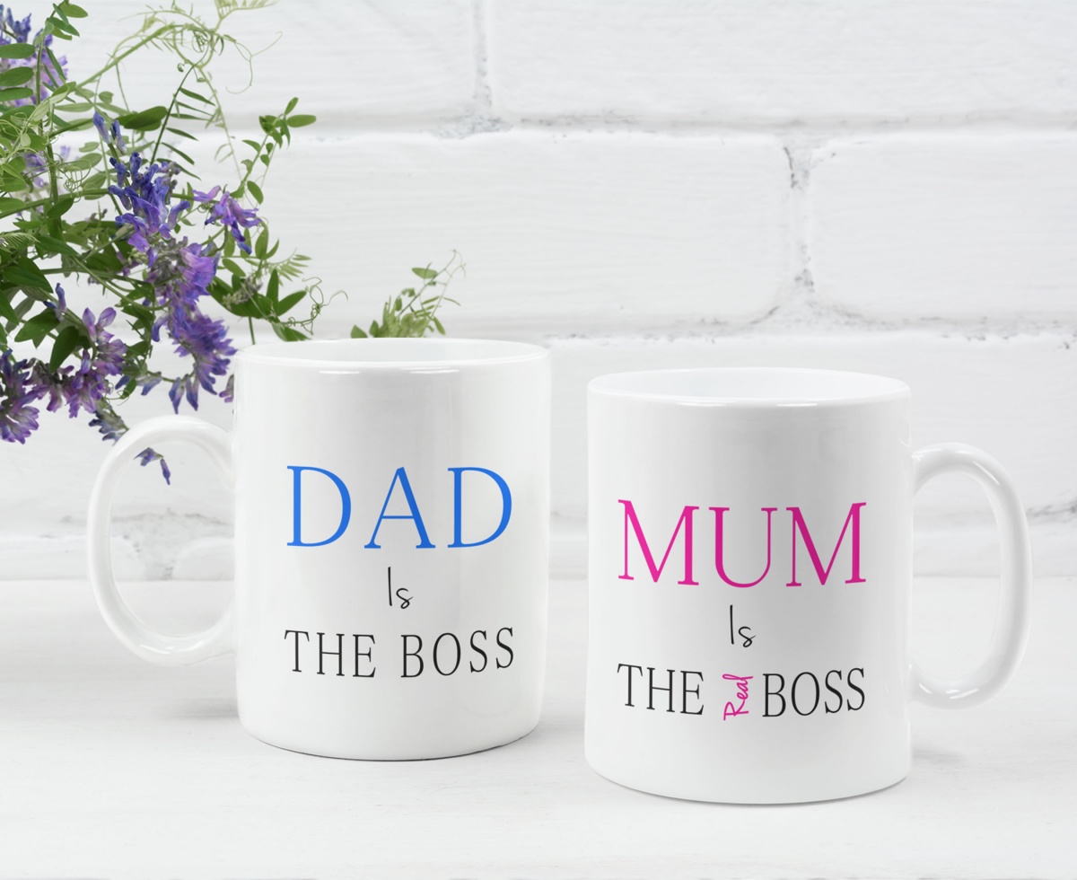 Dad Is The Boss - Mum Is The Real Boss Mug Gift Set